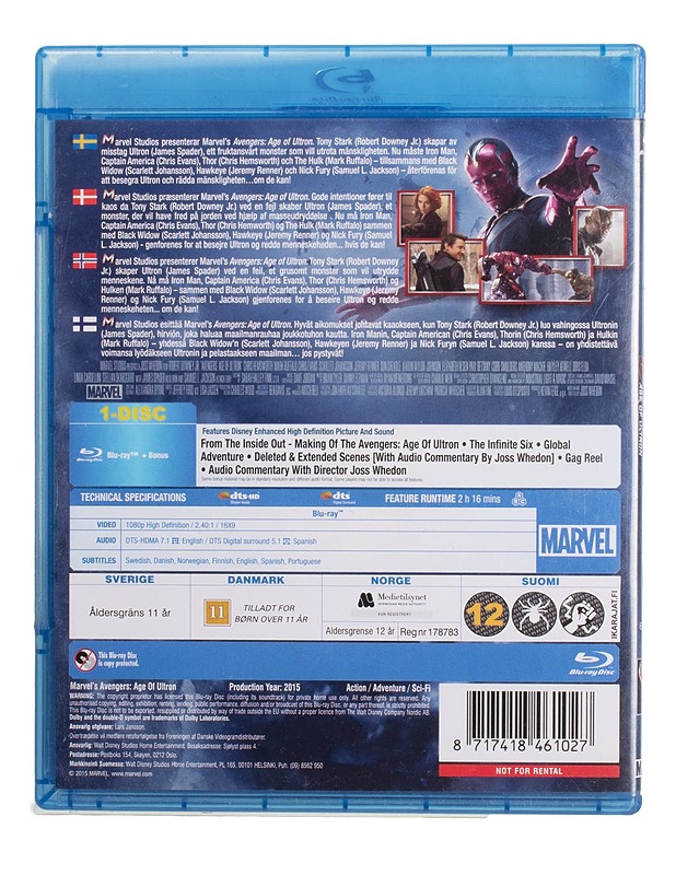 Avengers: Age Of Ultron -Blu-Ray - Blu-ray-levyt - 10105447832 - 1