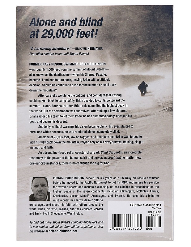 Blind Descent: Surviving Alone and Blind on Mount Everest - Dickinson, Brian - Elämäkerrat ja muistelmat - 10105448032 - 1