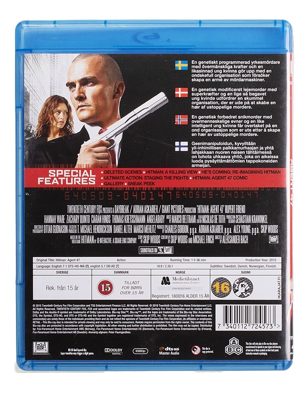 Hitman: agent 47 - Blu-Ray - Blu-ray-levyt - 10105448279 - 1