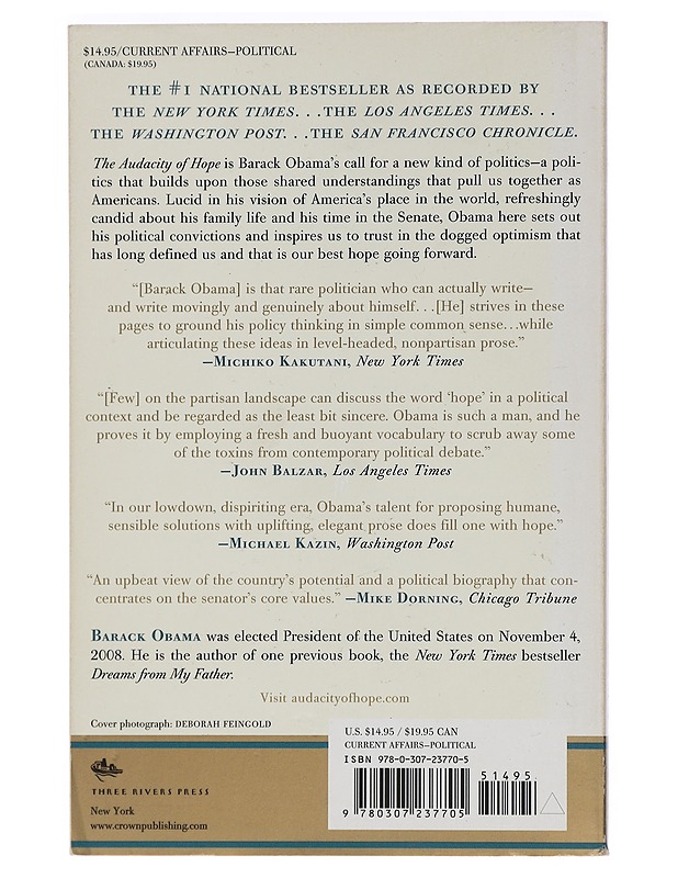 The Audacity of Hope - Barack Obama - Elämäkerrat ja muistelmat - 10105448530 - 1
