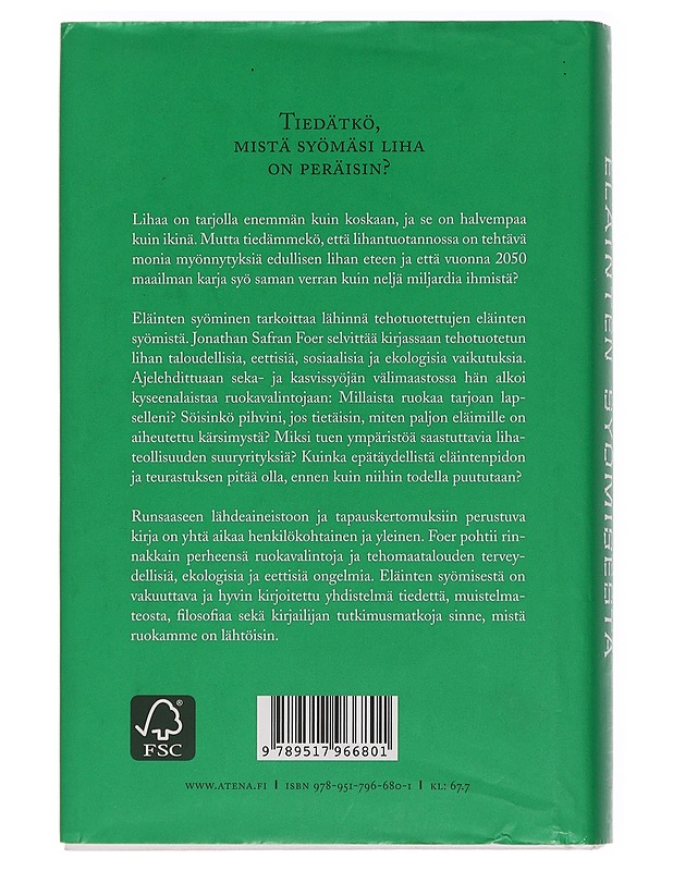 Eläinten syömisestä - Foer, Jonathan Safran - Elämäkerrat ja muistelmat - 10105448732 - 1