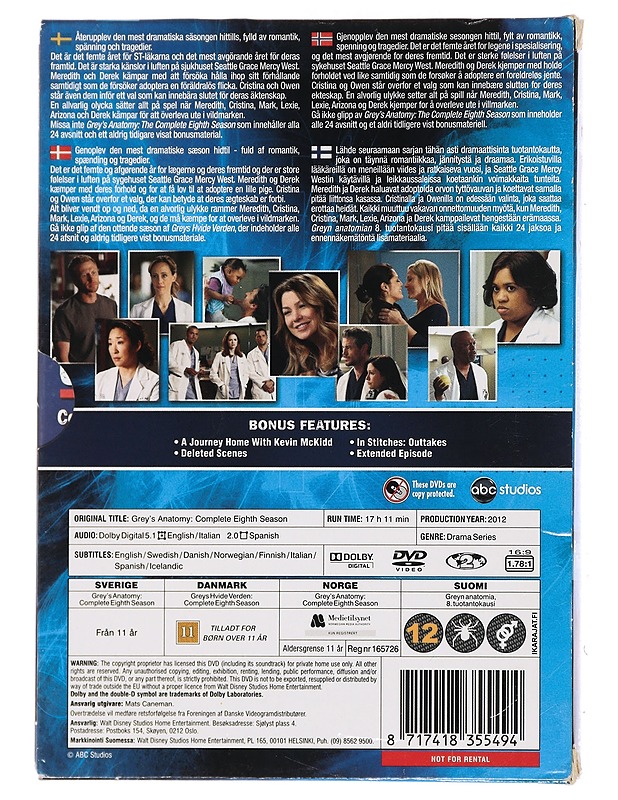 Grey's Anatomy: Täytä kahdeksas kausi - DVD - DVD-elokuvat - 10105448832 - 1