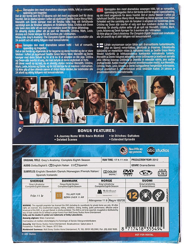 Grey's Anatomy: Täytä kahdeksas kausi - DVD - DVD-elokuvat - 10105448840 - 1