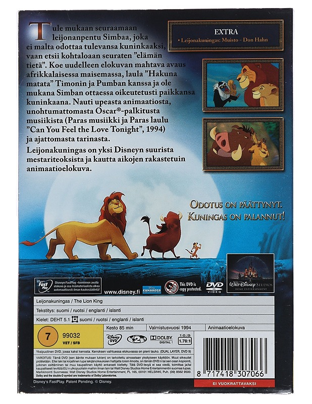 Leijonakuningas - DVD - DVD-elokuvat - 10105448841 - 1