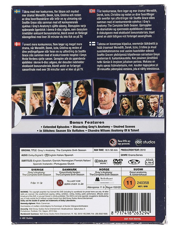 Grey's Anatomy: Täytä kuudes kausi - DVD-elokuvat - 10105448857 - 1