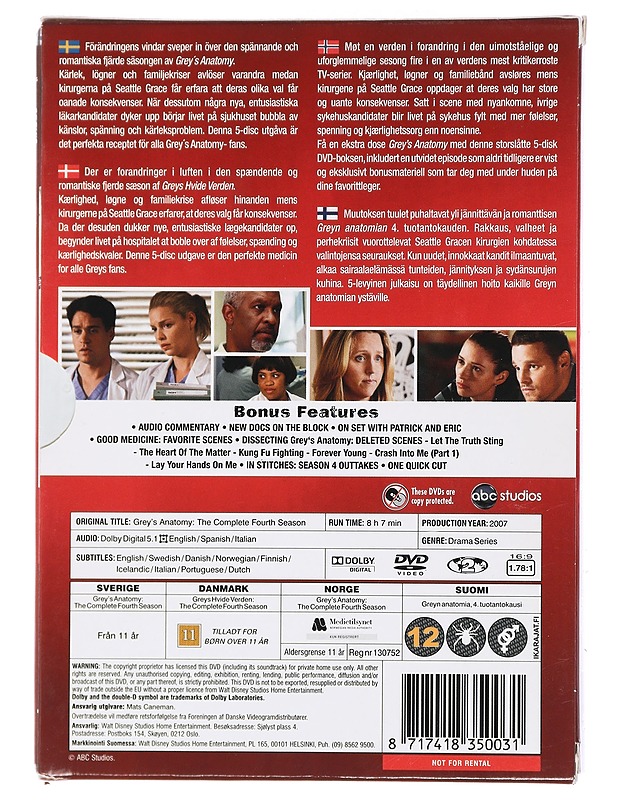 Grey's Anatomy: Täytä neljäs kausi - DVD-elokuvat - 10105448864 - 1
