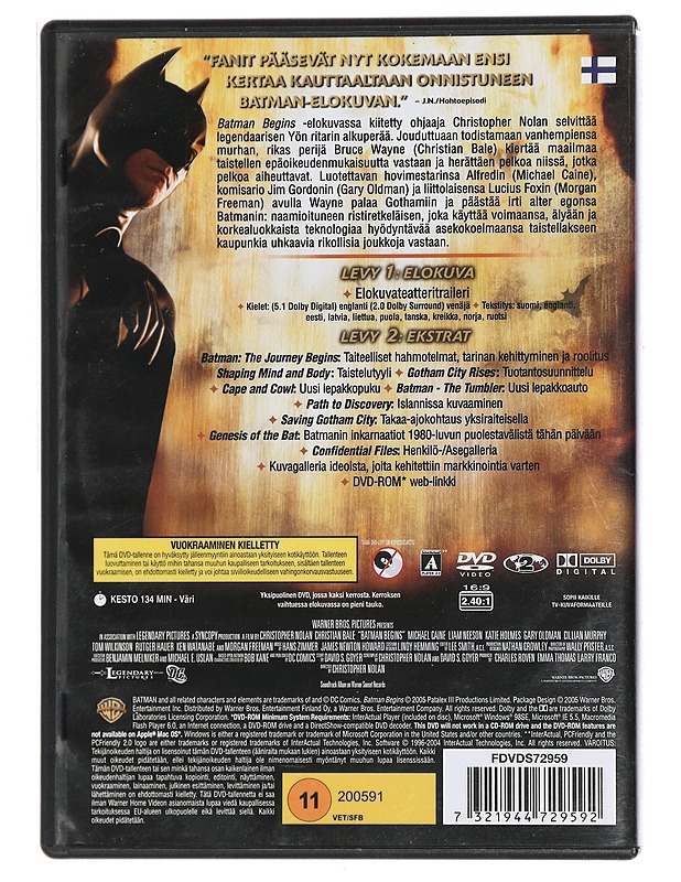 Batman Begins - DVD - DVD-elokuvat - 10105448877 - 1