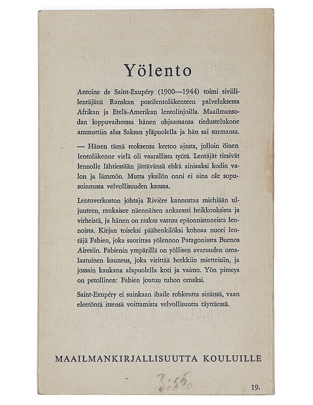 Yölento - Kaunokirjallisuus - 10105448894 - 1