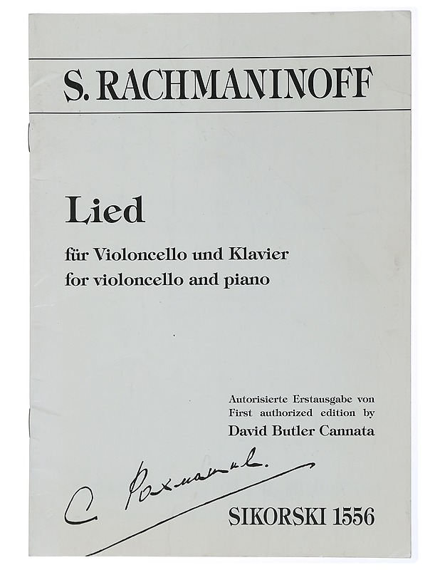 Lied: For Violoncello and piano - S. Rachmaninoff - Musiikki- ja elokuvakirjat - 10105449001 - 0