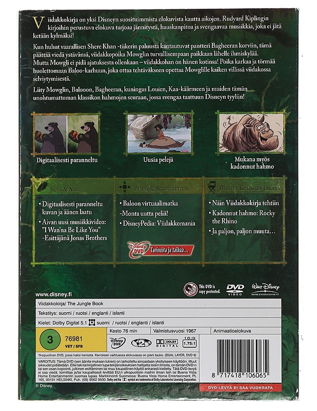 Walt Disney Viidakkokirja - DVD - DVD-elokuvat - 10105449206 - 1