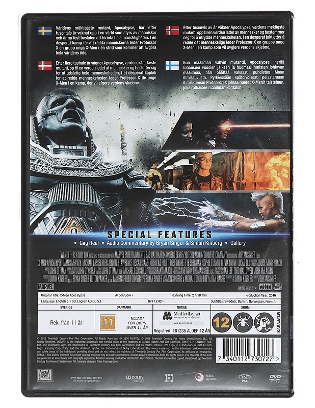 X-Men Apocalypse - DVD - DVD-elokuvat - 10105449235 - 1