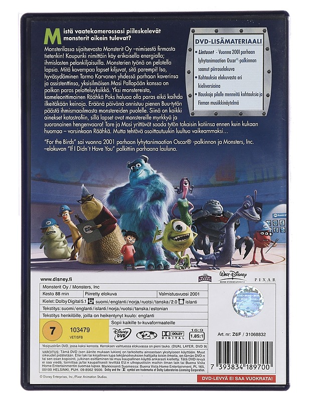 Disney-Pixar Monsterit Oy - DVD - DVD-elokuvat - 10105449383 - 1