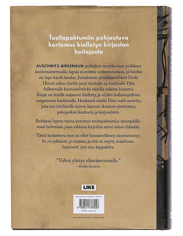 Auschwitzin kirjastonhoitaja - Iturbe, Antonio - Romaanit ja novellit - 10105449476 - 1