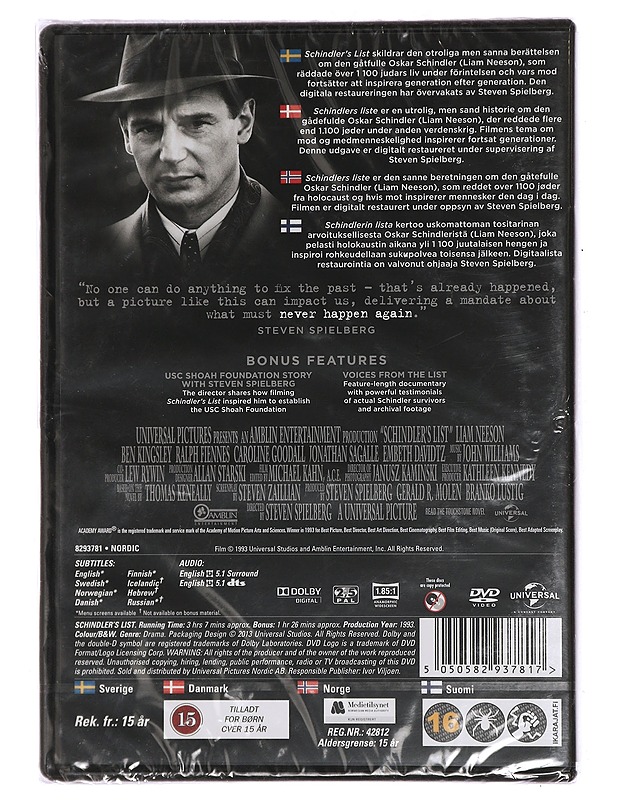 Schindler's List - DVD - DVD-elokuvat - 10105449619 - 1