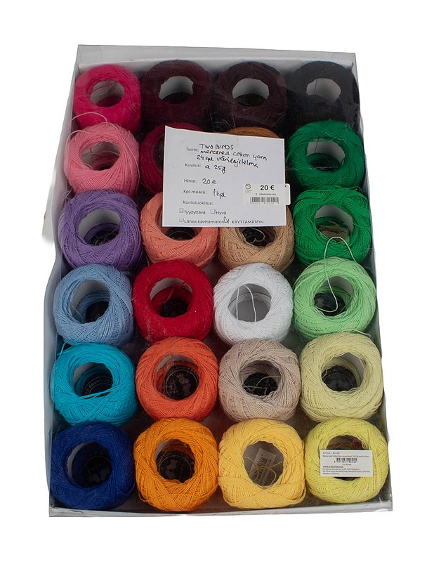 TWO BIRDS Mercerised Cotton Yarn 24 kpl värilajitelma - Käsityö - 10105449917 - 1