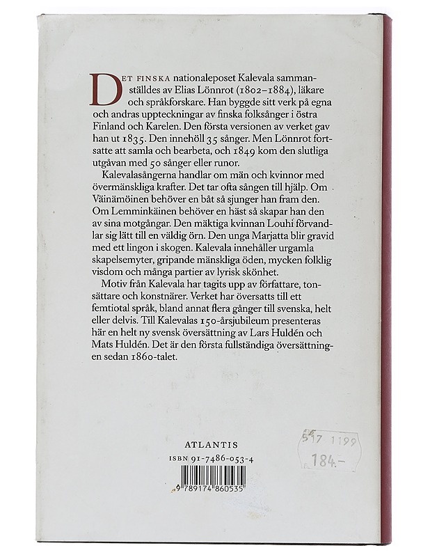 Kalevala - Huldén, Lars - Romaanit ja novellit - 10105449990 - 1