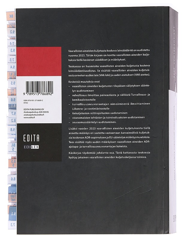 Vaarallisten aineiden kuljetus tiellä 2023 - Grönlund, Miina - Tietokirjat ja oppaat - 10105450025 - 1