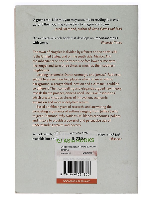 Why nations fail : the origins of power, prosperity and poverty - Acemoglu, Daron - Historiakirjat - 10105450459 - 1