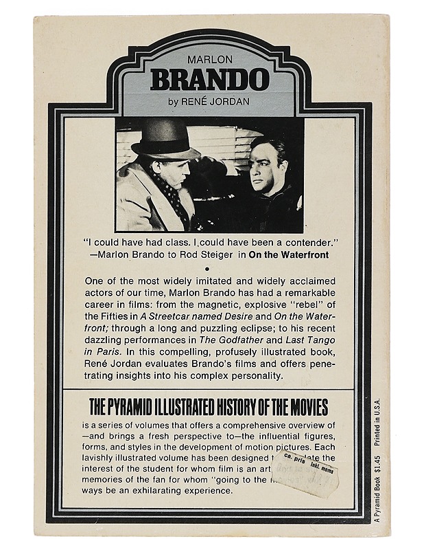 Marlon Brando : Pyramid Illustarted History of the movies - Rene Jordan - Elämäkerrat ja muistelmat - 10105450543 - 1