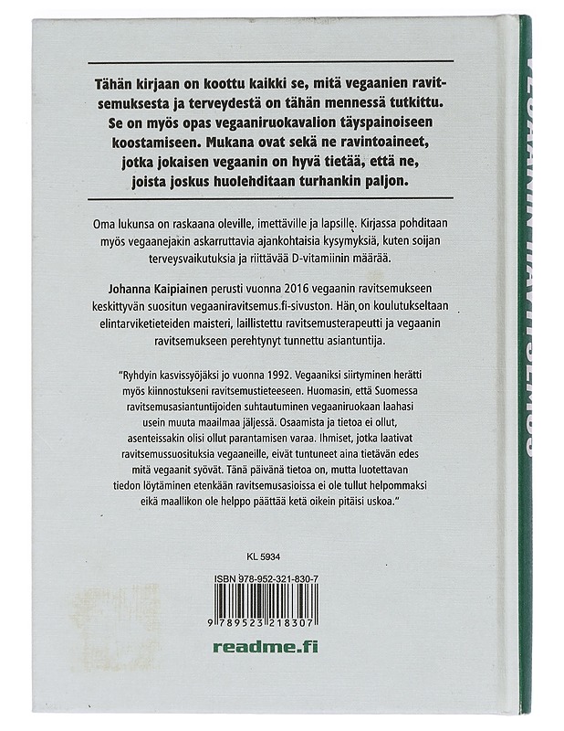 Vegaanin ravitsemus: Opas ruokavalion koostamiseen - Johanna Kaipiainen - Tietokirjat ja oppaat - 10105450628 - 1