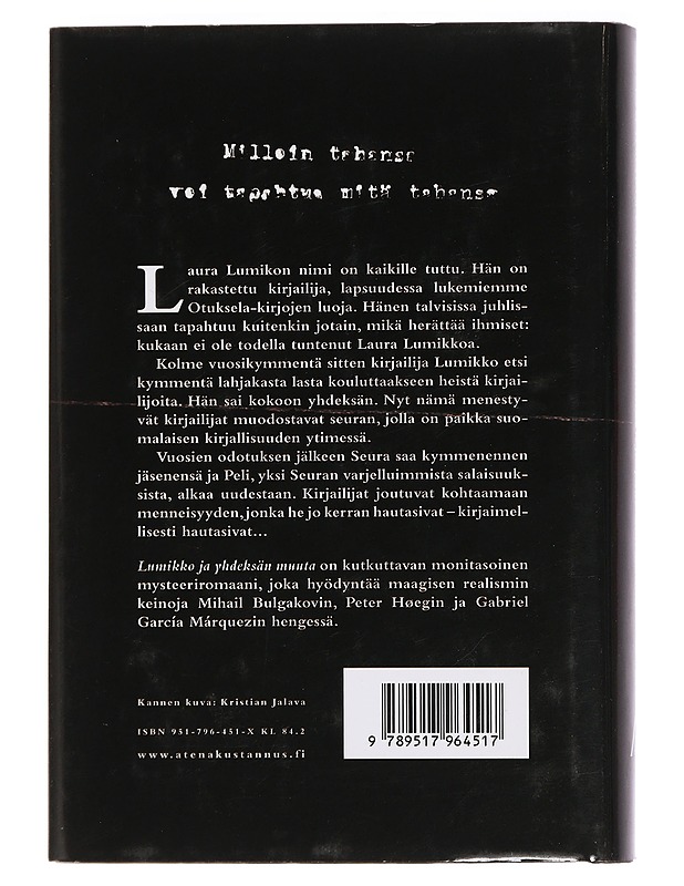 Lumikko ja yhdeksän muuta : romaani - Pasi Ilmari Jääskeläinen - Jännitys ja dekkarit - 10105450763 - 1