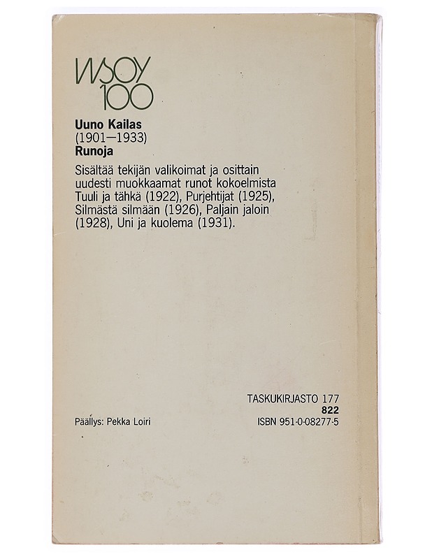 Runoja - Uuno Kailas - Kaunokirjallisuus - 10105450925 - 1