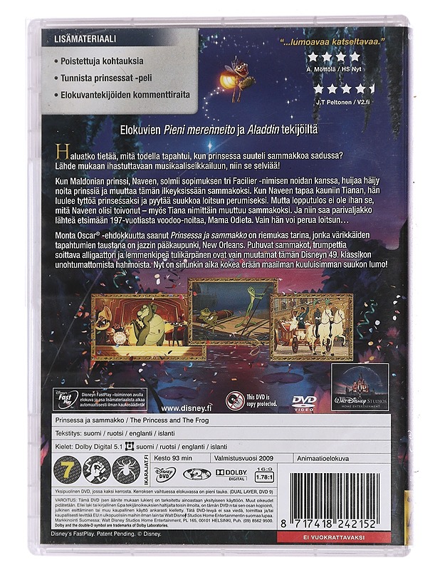 Walt Disney: Prinsessa ja Sammakko - DVD - DVD-elokuvat - 10105450935 - 1