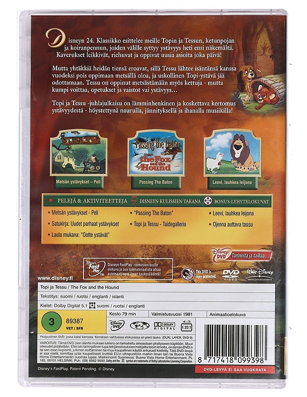 Walt Disney: Topi ja Tessu - DVD - DVD-elokuvat - 10105450969 - 1
