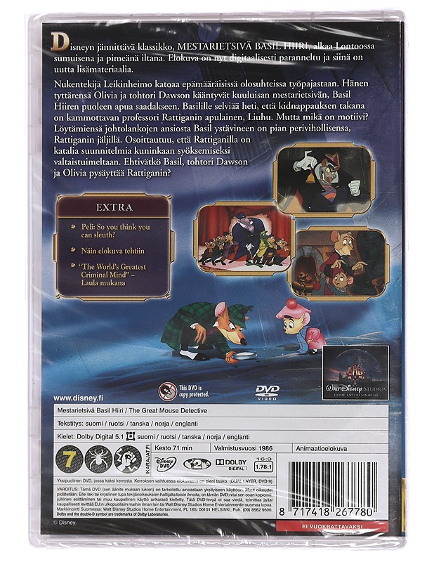Walt Disney: Mestarietsivä Basil Hiiri - DVD - DVD-elokuvat - 10105450981 - 1