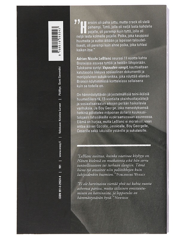 Vapauden vangit : kotipaikka: Bronx - LeBlanc, Adrian Nicole - Romaanit ja novellit - 10105450997 - 1