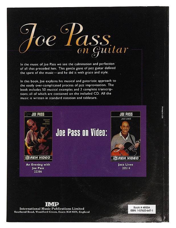 Joe pass on guitar - joe pass - Harrastekirjat - 10105451599 - 1