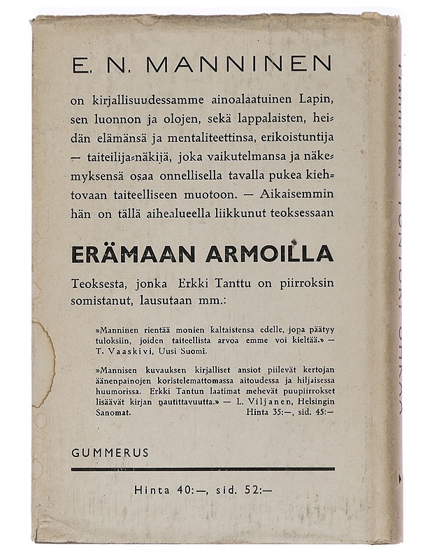 Tunturi uhkaa - E.N. Manninen - Romaanit ja novellit - 10105451688 - 1
