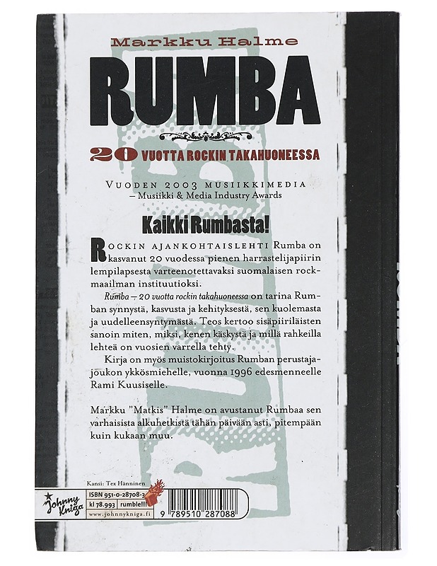 Rumba : 20 vuotta rockin takahuoneessa - Halme, Markku - Historiakirjat - 10105452270 - 1