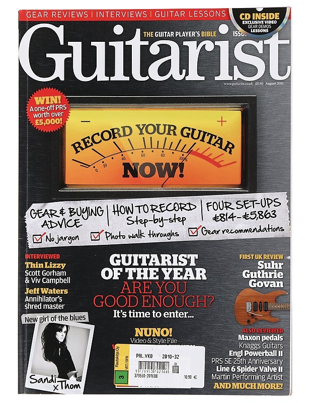 Guitarist August 2010 - Musiikki- ja elokuvakirjat - 10105452294 - 0