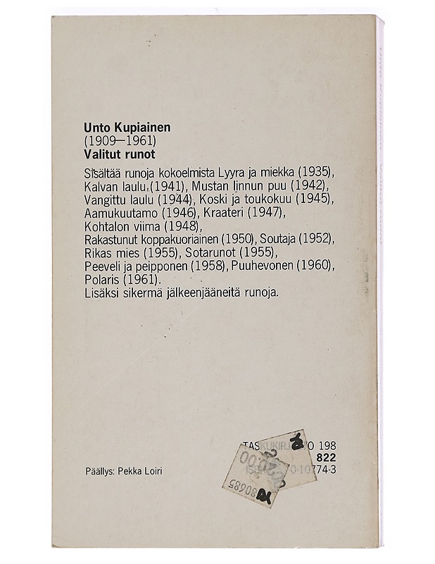 Valitut runot - Unto Kupiainen - Romaanit ja novellit - 10105452365 - 1