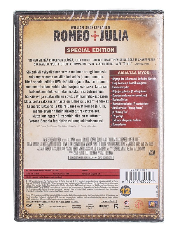 William Shakespearen Romeo JA Julia - DVD - DVD-elokuvat - 10105452830 - 1