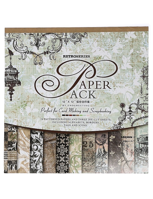 ENOGREETING Retroseries kuviopaperilehtiö, 24 arkkia - Askartelu - 10105453460 - 0