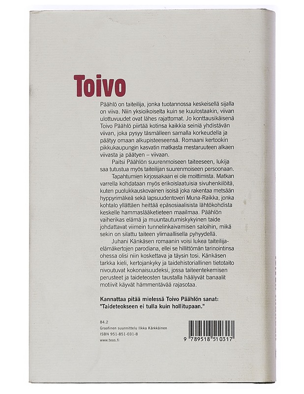 Toivon mukaan - Juhani Känkänen - Kaunokirjallisuus - 10105453541 - 1