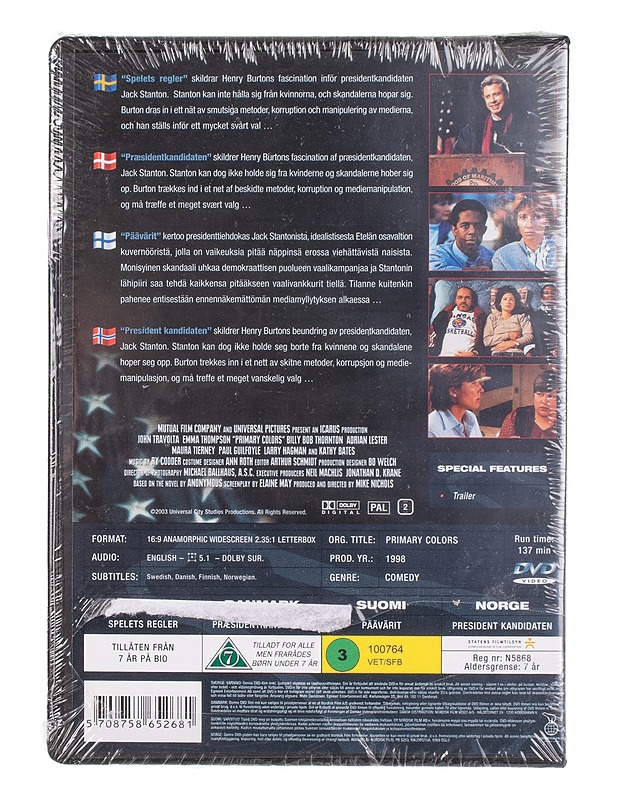 Primary Colors - Päävärit - DVD - DVD-elokuvat - 10105453632 - 1