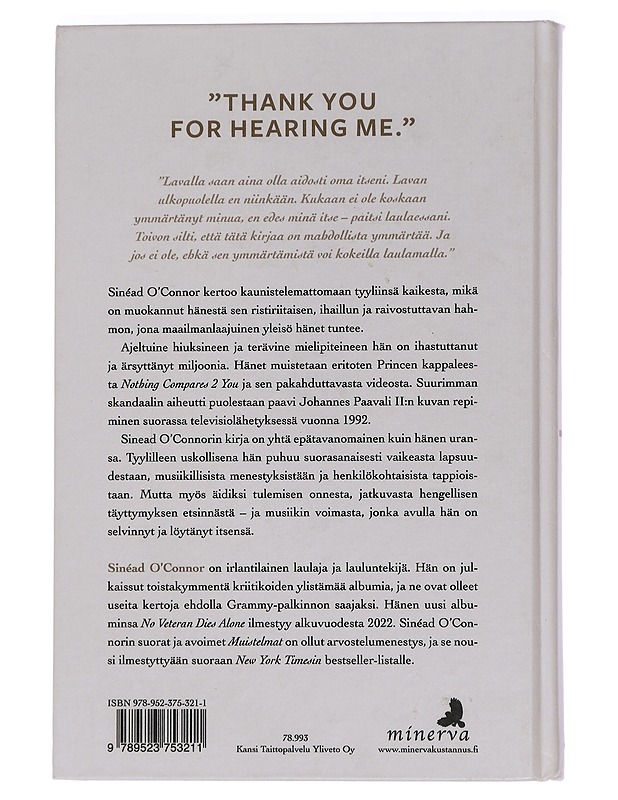 Muistelmat - O'Connor, Sinéad - Elämäkerrat ja muistelmat - 10105453661 - 1
