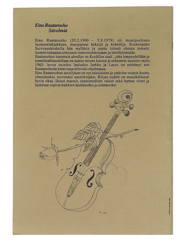 Eino Rautaruoho Sävelmiä - Musiikki- ja elokuvakirjat - 10105453805 - 1