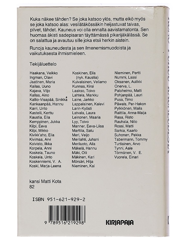 Runo puhuu kauneudesta - Tupala, Terttu - Kaunokirjallisuus - 10105454340 - 1