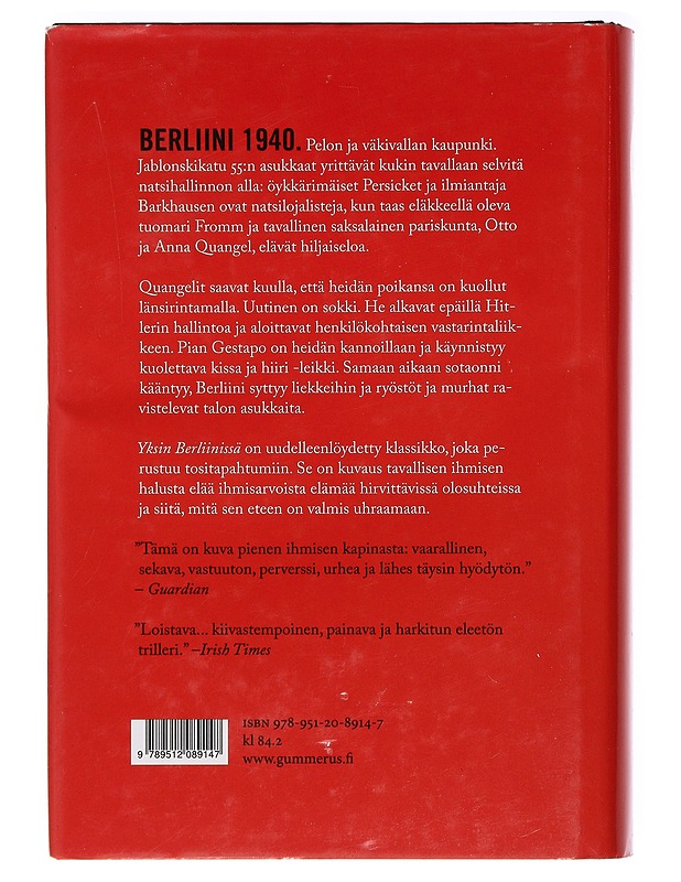 Yksin Berliinissä - Fallada, Hans - Romaanit ja novellit - 10105454354 - 1