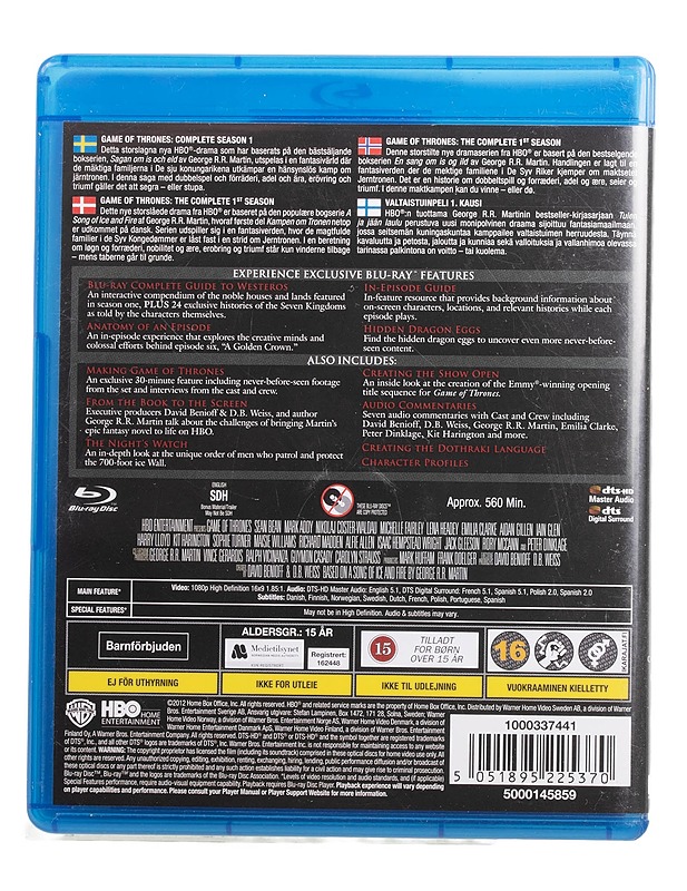 Game Of Thrones: The Complete First Season - Blu-Ray - Blu-ray-levyt - 10105454404 - 1