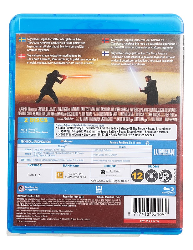 Star Wars: The Last Jedi - Blu-Ray - Blu-ray-levyt - 10105454435 - 1