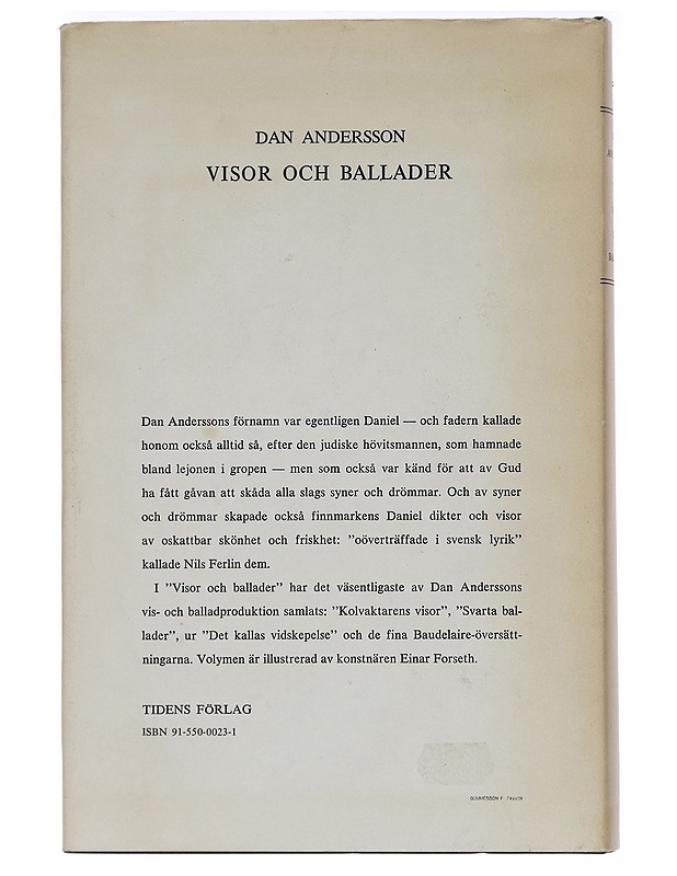 Visor och ballader - Andersson, Dan - Romaanit ja novellit - 10105454543 - 1