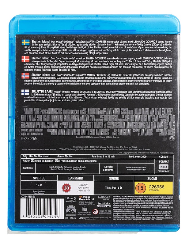 Shutter Island - Blu-ray - Blu-ray-levyt - 10105454692 - 1