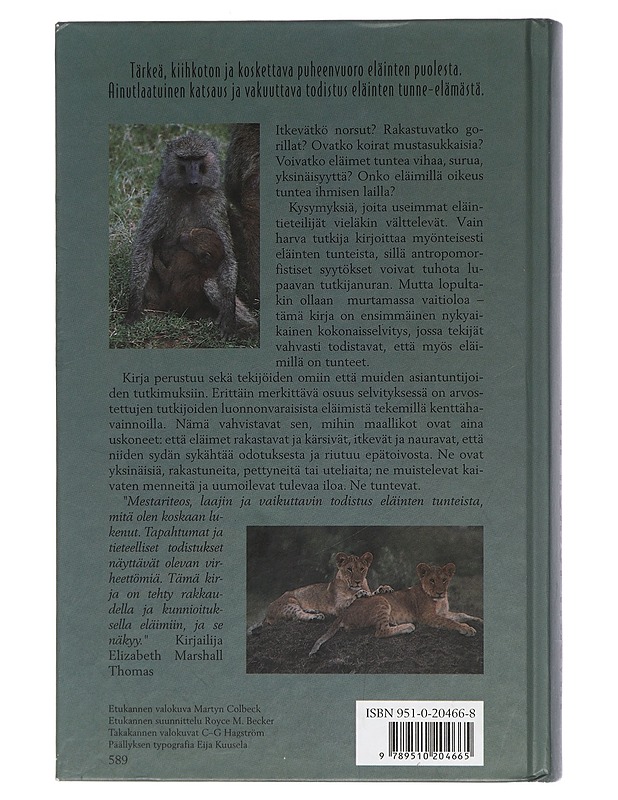 Kun norsut itkevät : eläinten tunne-elämä - Masson, Jeffrey Moussaieff - Lemmikki- ja luontokirjat - 10105454842 - 1