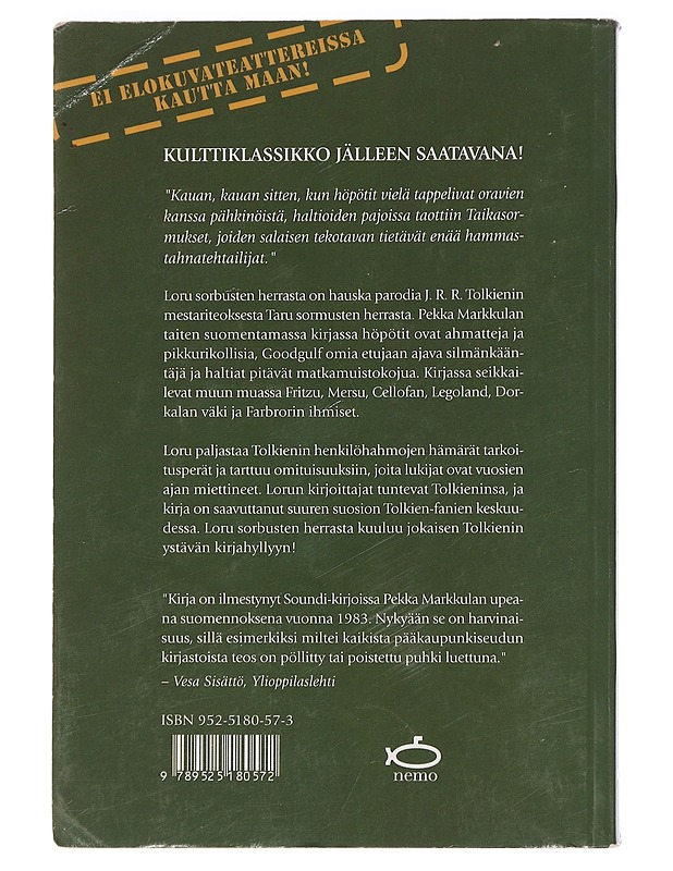 Henry N. Beard : Loru Sorbusten herrasta : parodia professori J R R Tolkienin trilogiasta Taru sormusten herrasta - Fantasia- ja scifi - 10105454876 - 1