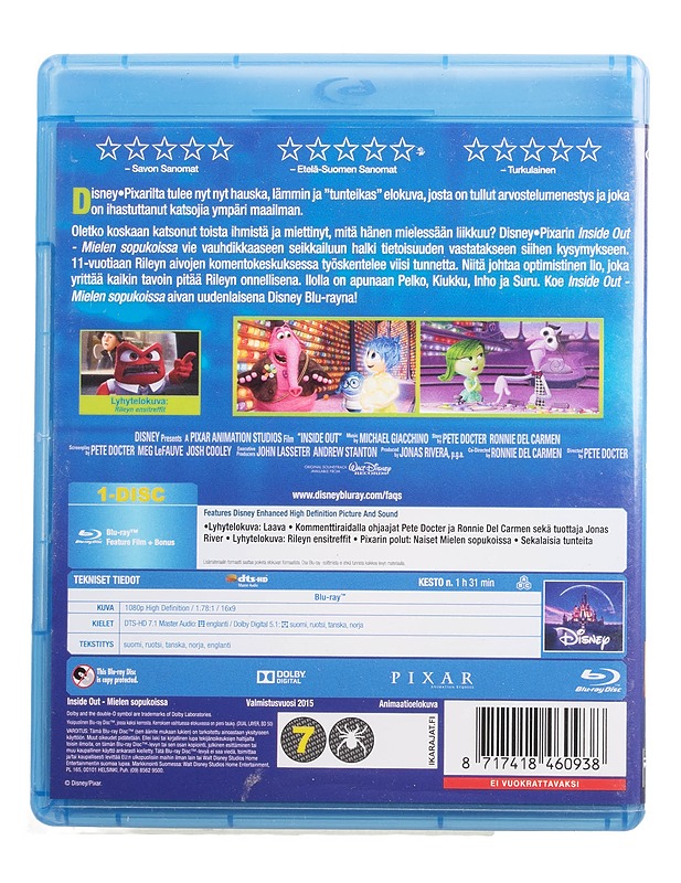 Inside Out - Blu-Ray - Blu-ray-levyt - 10105454925 - 1